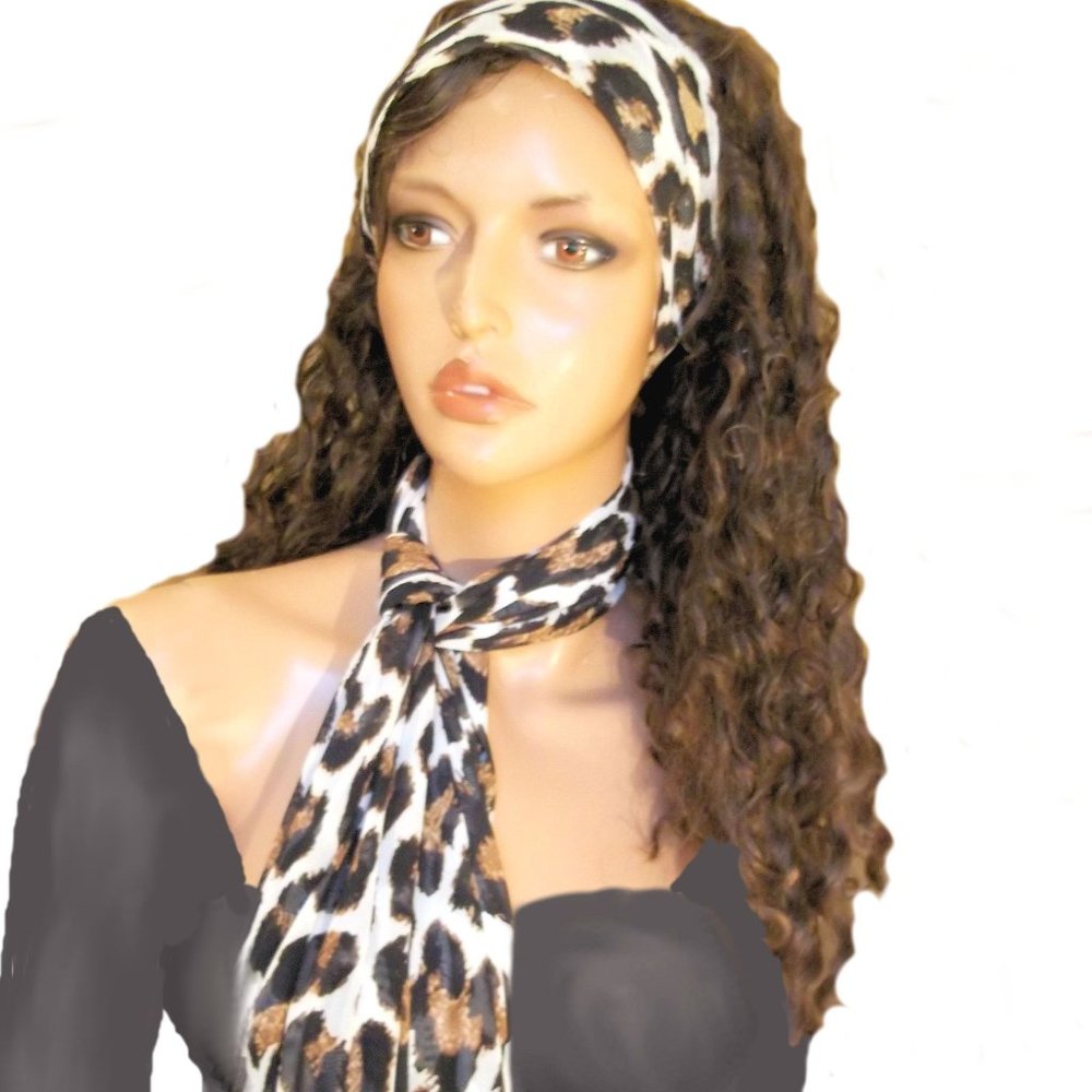 Leopard Print Headband And Matching Scarf, Leopard Headband, Leopard Scarf